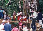 A PBI volunteer accompanies an exhumation of a mass grave, Guatemala 1998
