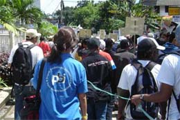 Observing at a demonstration in Jakarta. Photo: PBI