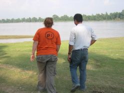 PBI volunteer Laura Burgess on a PA for the Conflict Victims Committee - Rajapur (Bardiya District, Midwestern region) - Augut 2007