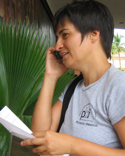 PBI volunteer Mona Bricke in communication with authorities.
